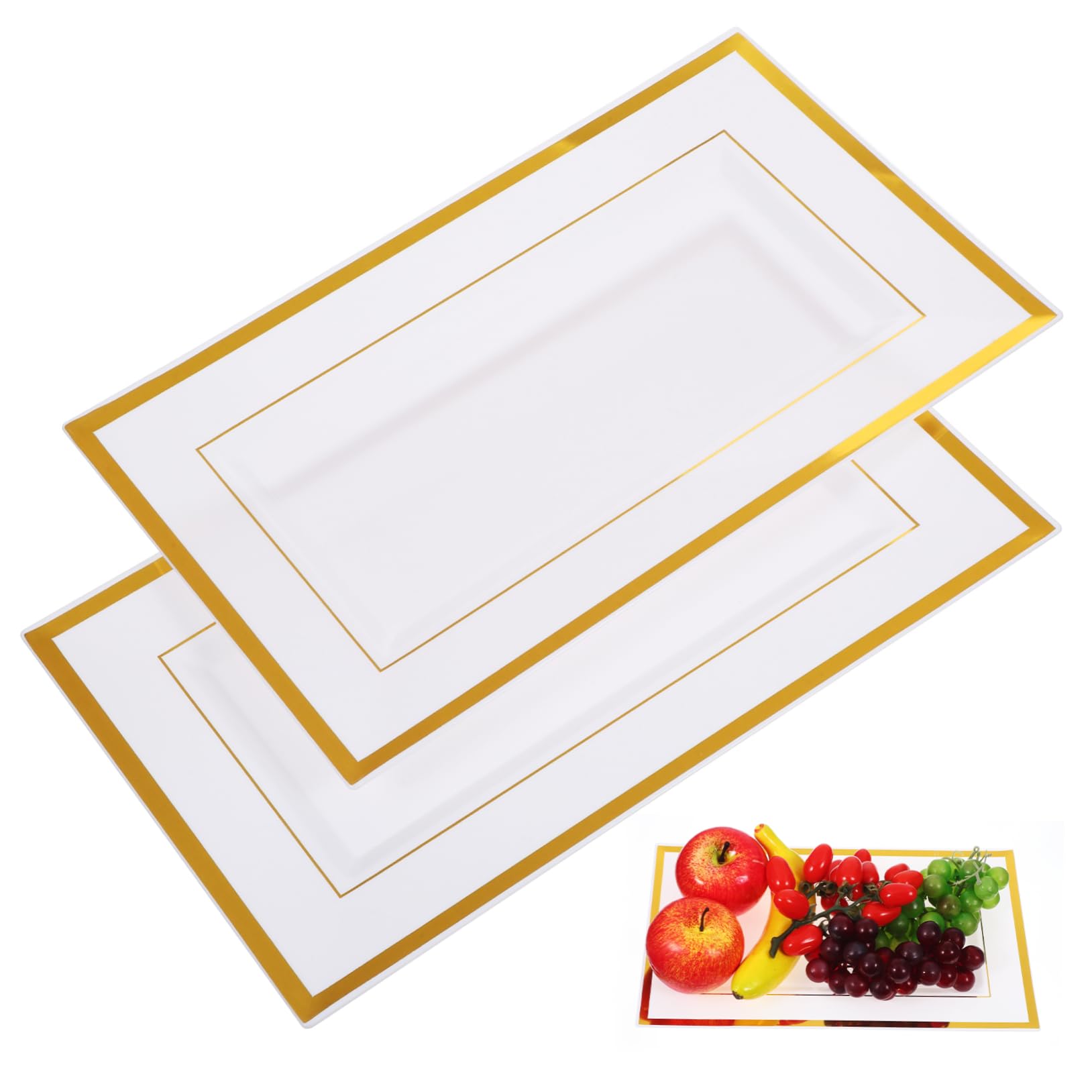 STOBAZA 10Pcs Elegant Disposable Serving Trays Sturdy Food Platters with Trim for Parties Buffets and Picnics Versatile Use for Snacks and Meals