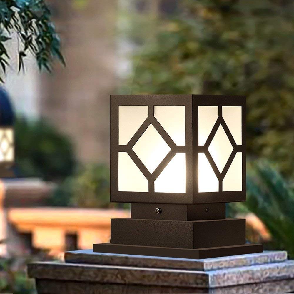 QUSYZD Exterior Square Post Lamp Courtyard Outdoor Column Lamp Gate Villa Garden Park Waterproof Fence Garden Villa Decoration Pillar Light E27 Waterproof Landscape Pillar,