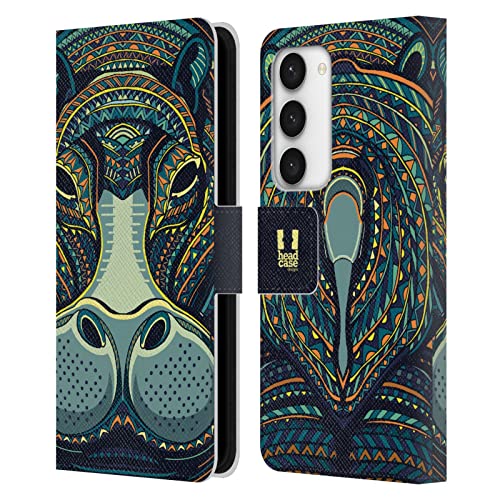 Étui portefeuille Samsung S23 Head Case Designs cuir motif hippopotame