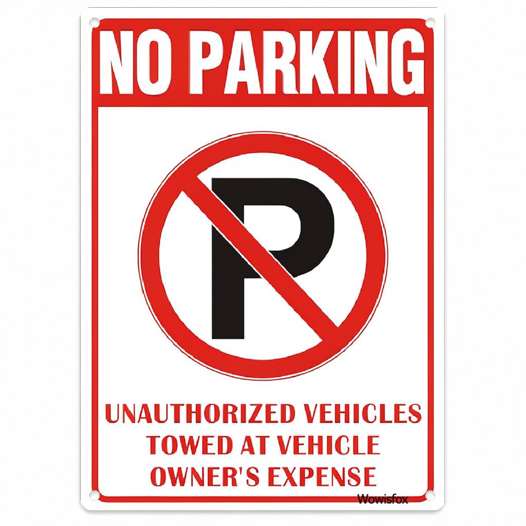 No Parking Tow Away Sign, 8 x 12 Inch Aluminum, Mounting Holes