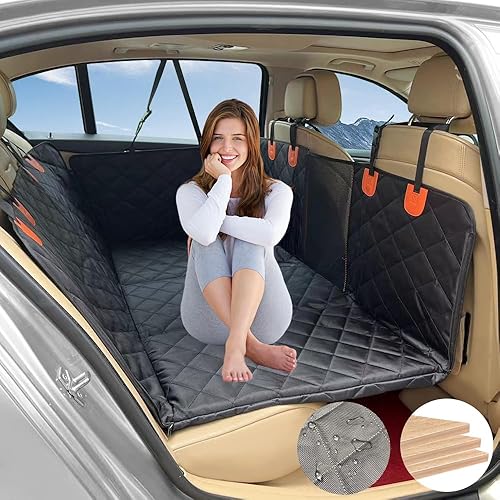 KINMAC Funda de asiento de automóvil para perro para asiento trasero, parte inferior dura, colchón de cama de automóvil no inflable, extensor de