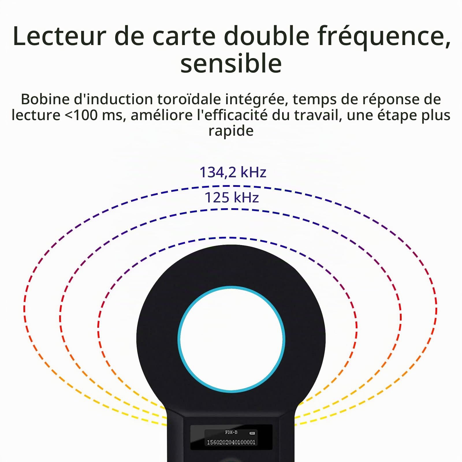 Lecteur de Puces pour Animaux,Detecteur de Puce, Lecteur de Puce pour RFID Scanner 134,2KHz/125KHz Portable Puce avec Affichage OLED pour Lecteurs ISO11784/11785/FDX-B/EMID