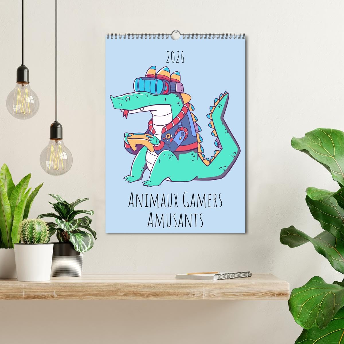 Calendrier 2026 · Animaux Gamers Amusants
