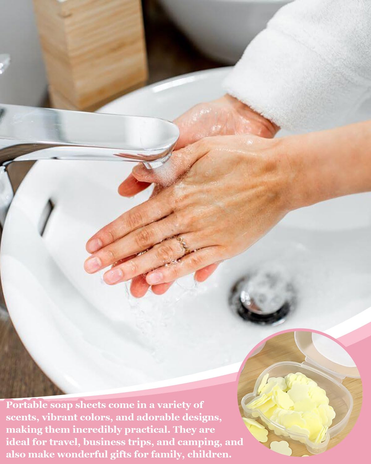 3 Pezzi Fogli di Sapone da Viaggio, Sapone in Fogli da Viaggio, Fogli di Sapone Portatili Carta da Viaggio da Campeggio per Viaggi all'Aperto Campeggio