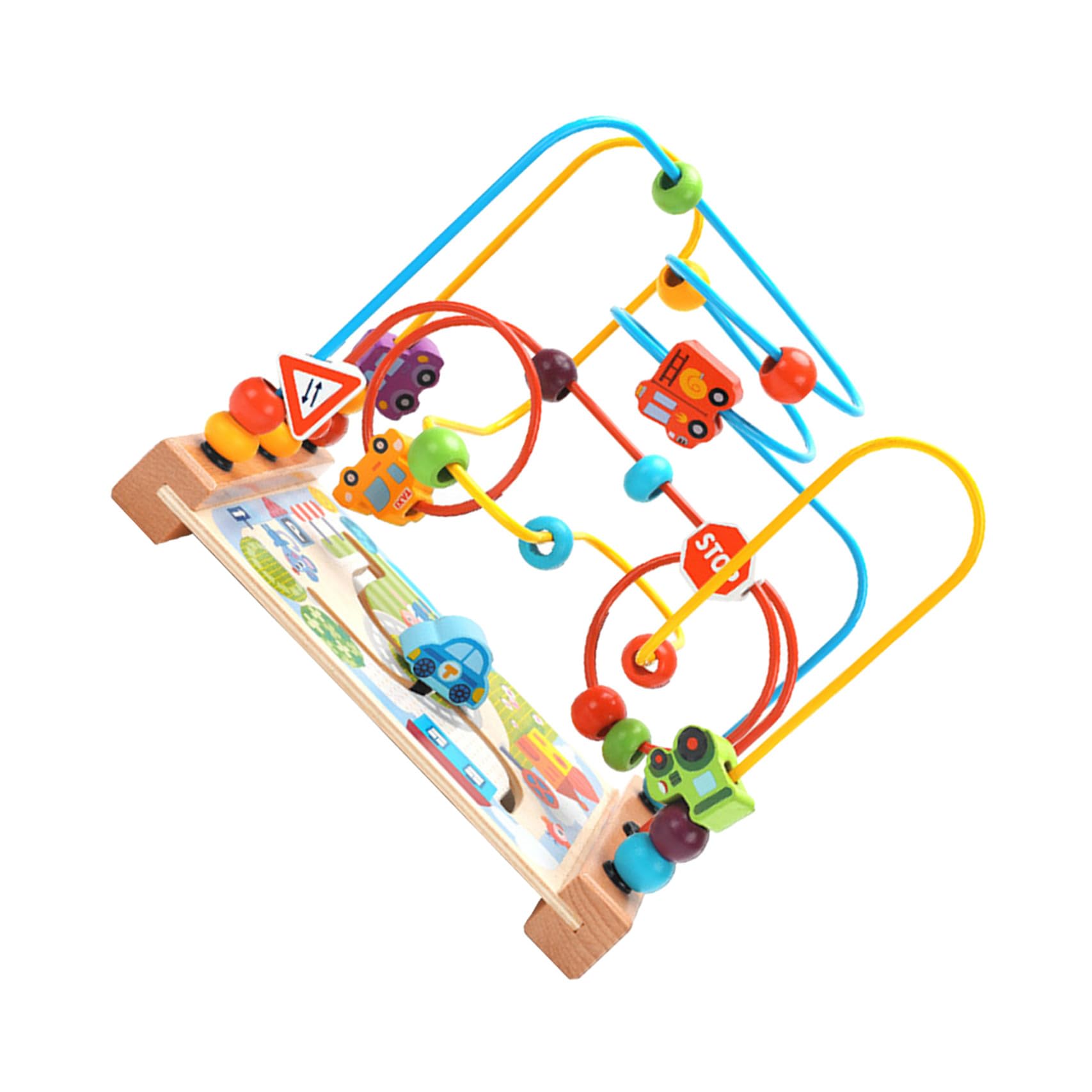 GALPADA Gioco Educativo a Tema Oceano per Ragazzo Ragazza in Legno per Esercitare Abilità Cognitive Labirinto di Perline Rotondo e Riconoscere Colori e Figure