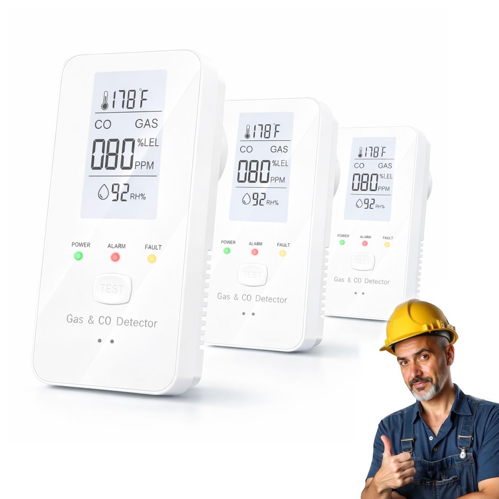 2026 New Steadfast Haven Pro Detector,4-in-1 Plug in Detector with HD Digital Display, for Home, Kitchens, Hotel (4*White) — view 9