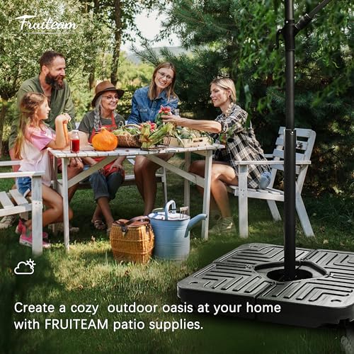 Image of FRUITEAM 4-Piece 180lbs Capacity Heavy-Duty Cantilever Offset Patio Umbrella Stand Square Base,Filled with Water or Sand for Garden, Outdoor and Poolside-Black