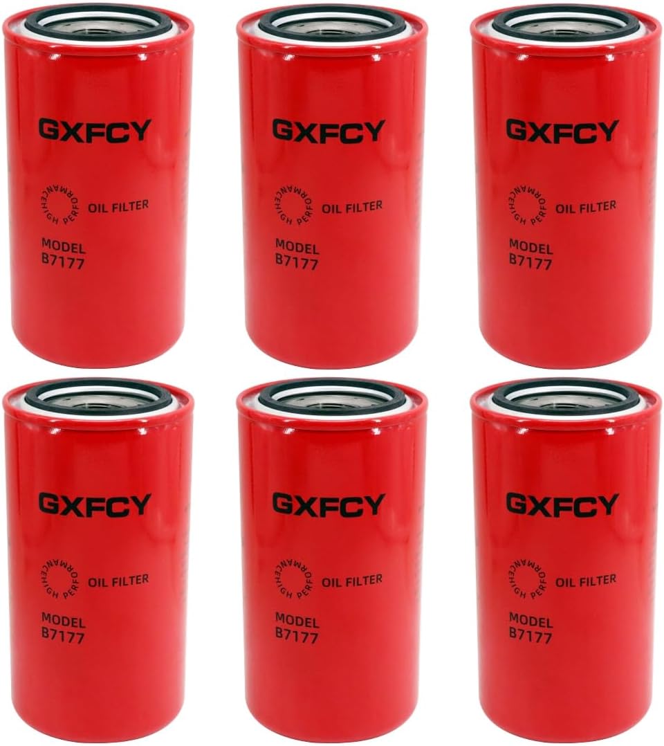 B7177 Oil Filter Replace for 3937736 3937144 3942365 LF3970 5404947 11N870110 LF3729 Compatible with QSB5.9L/6.7L ISB07 6.7L Diesel Engine 2000-2007 Super duty E350/E450/E550/F250/F450/F550(Pack of 6)