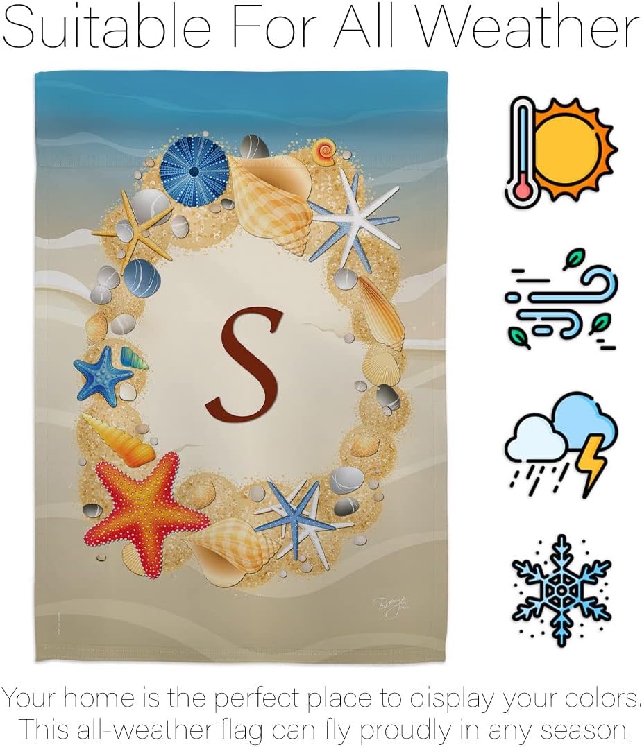 Breeze Decor BN-H-130175-IP Summer S Initial Garden Flag, 28" x 40", Multicolor