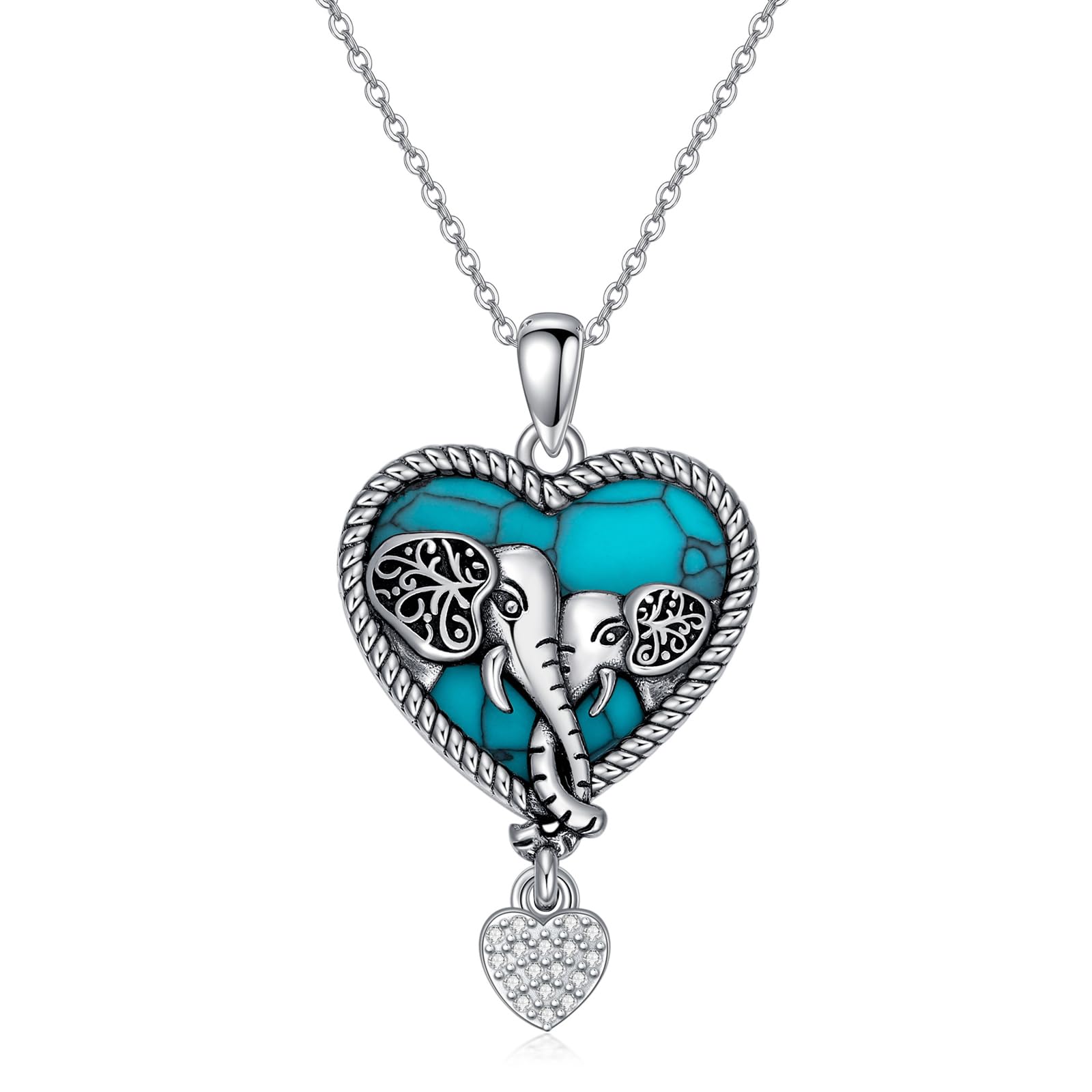 Lvoryance Moissanite Elephant Mother and Little Elephant Necklace 925 Sterling Silver Elephant Moissanite Necklace with 18+2inch Chain for Mother