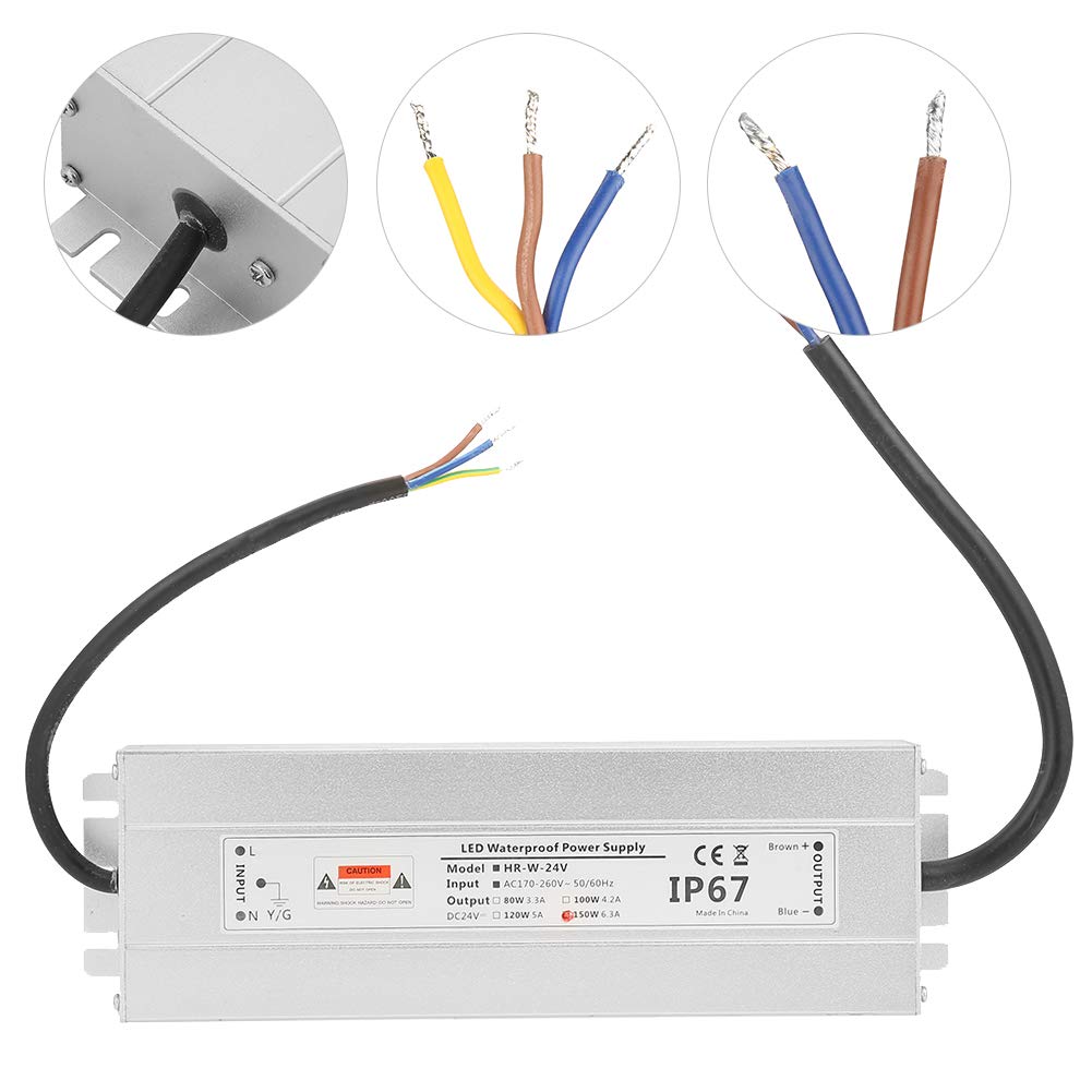 Alimentatore LED 24V 150W Impermeabile Trasformatore driver LED in alluminio IP67 per strisce luminose a LED per interni