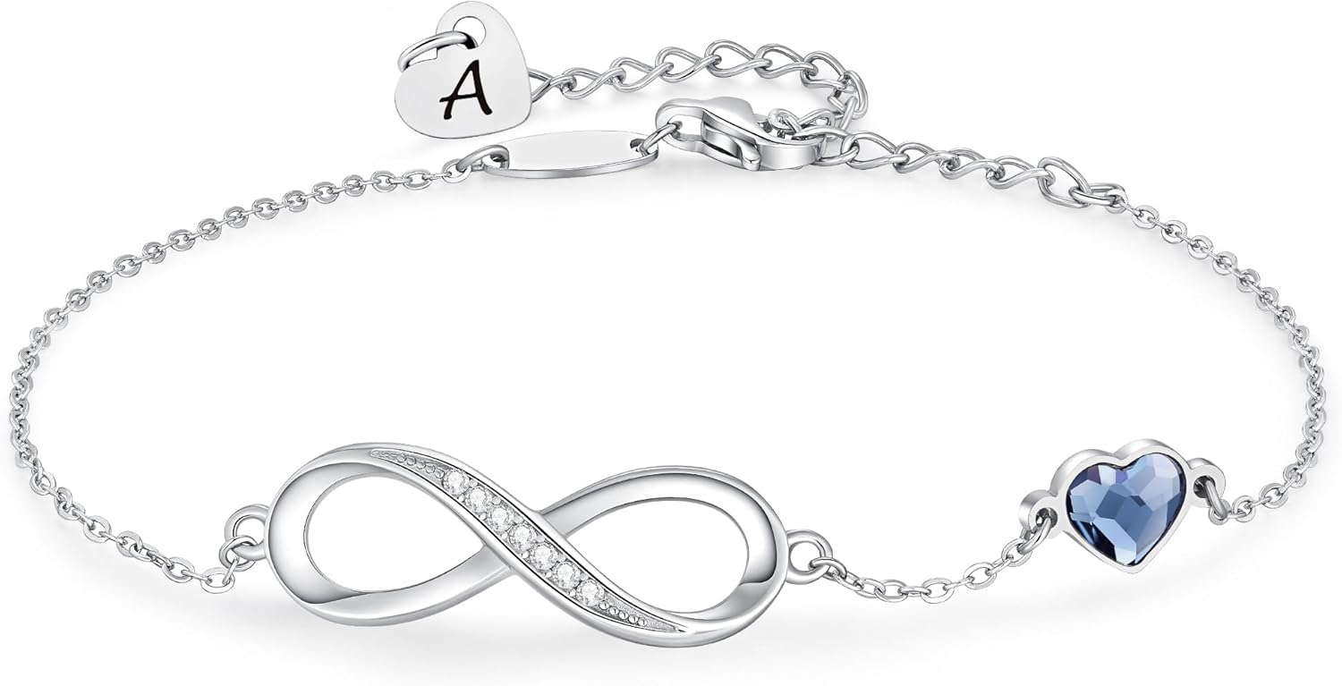 CDE Infinity Heart Initial Bracelets for Women Adjustable Dainty Letter Charm Alphabet Jewelry Birthday Christmas Day Gifts for Women Girlfriend Friend Her Mom Wife