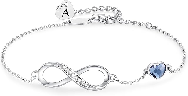 CDE Infinity Cœur Lettre initiale Femmes Bracelets Bijoux Cadeau pour Femmes ,Personnalisé Alphabet Lettre Charm Design,Eauproof,7"+2" Chaîne réglable convient à la plupart des poignets, Cadeaupour toutes les occasions spéciales