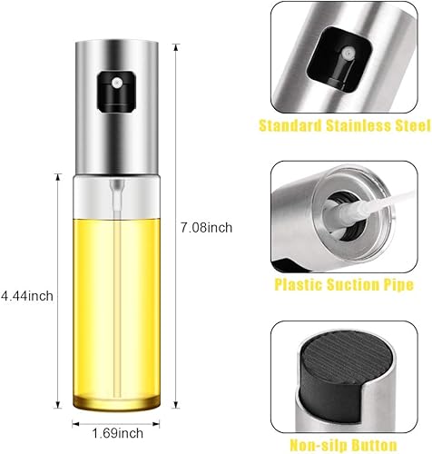 Miniatura 6 de Pulverizador de aceite de oliva, rociador de aceite de vidrio transparente de grado alimenticio, botella de aerosol portátil, dispensador de aceite