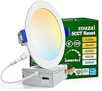 Vista 13 de zouzai paquete de 6 luces de techo empotrables ultrafinas de 4 pulgadas en negro, 5 CCT, con caja de conexiones, 2700K/3000K/3500K/4000K/5000K