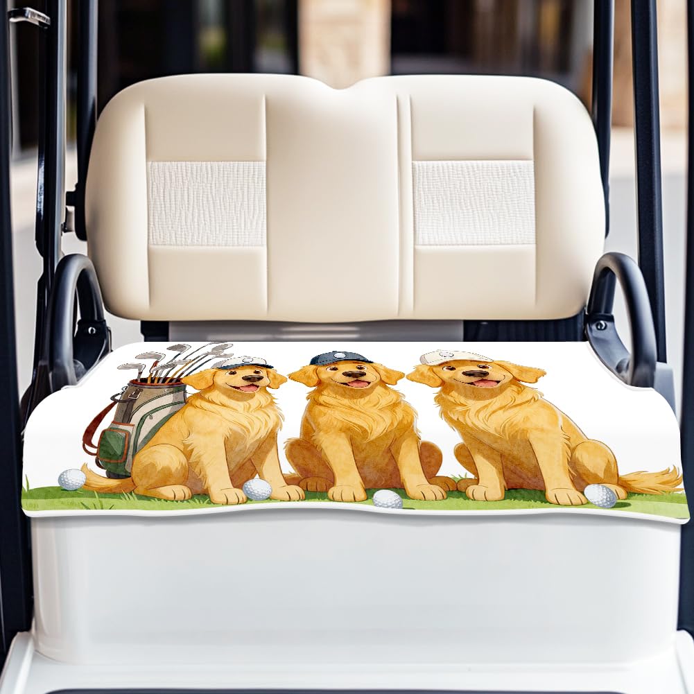 ORIGACH Universal Golf Cart Seat Covers for Most 2-Seat Carts Cute Dogs Playing Golf Pattens Golf Cart Seat Towel Blanket to Keep Seat Cool and Comfortable, 100% Microfiber, 30.9×51Inch