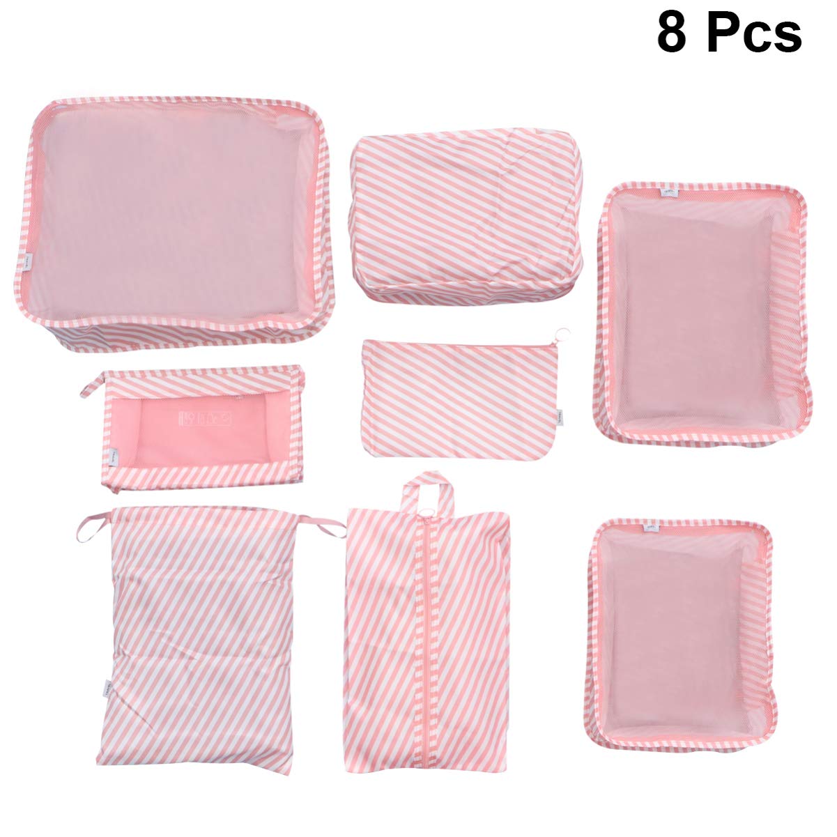8-teiliges Gepäck-reisetaschen-Set Koffer-packtaschen Gepäck-Organizer Mehrzweck-Kleider-packtaschen Reißverschluss Streifen-Design