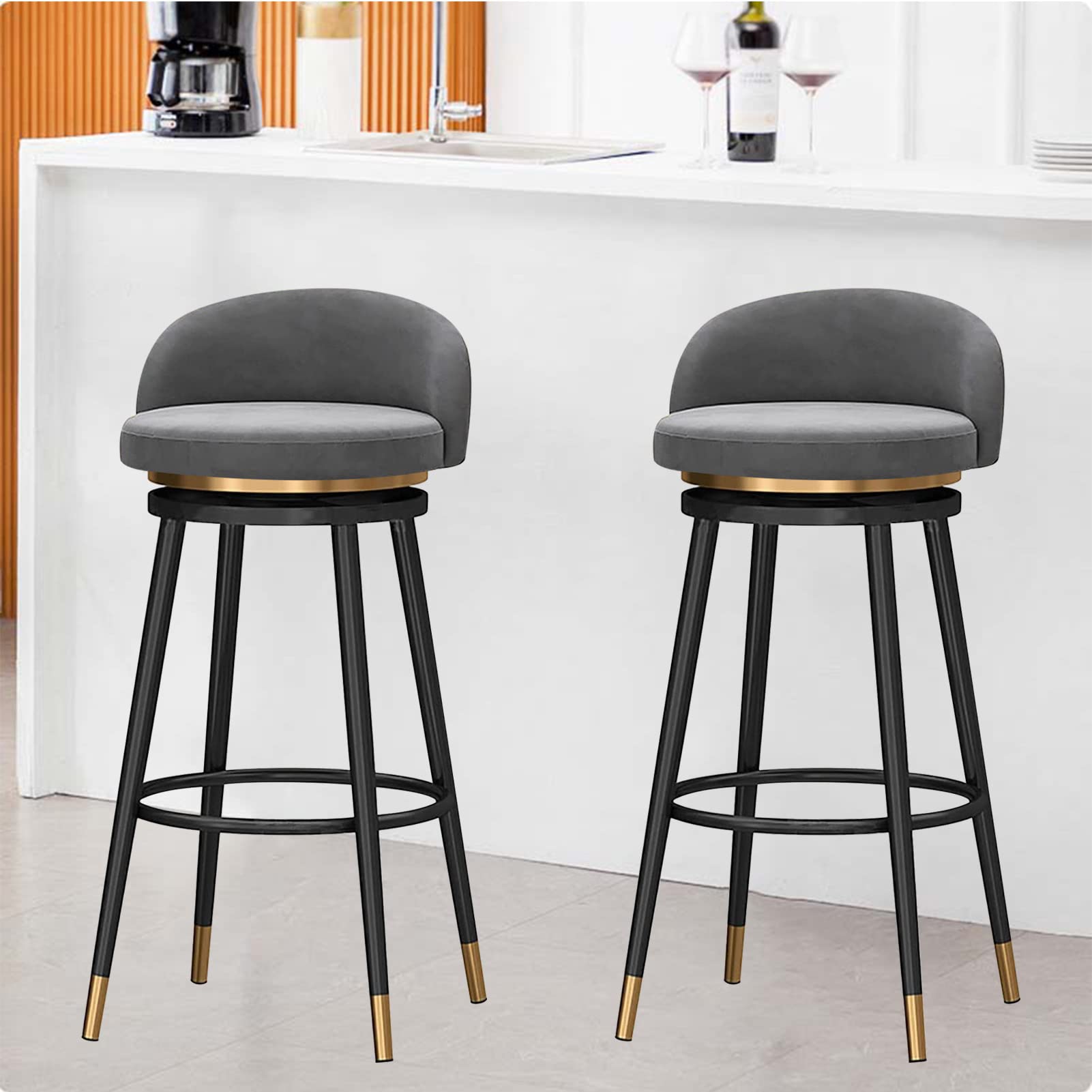 Tabouret de bar lot de 2 confortable avec dossier pour maux de dos