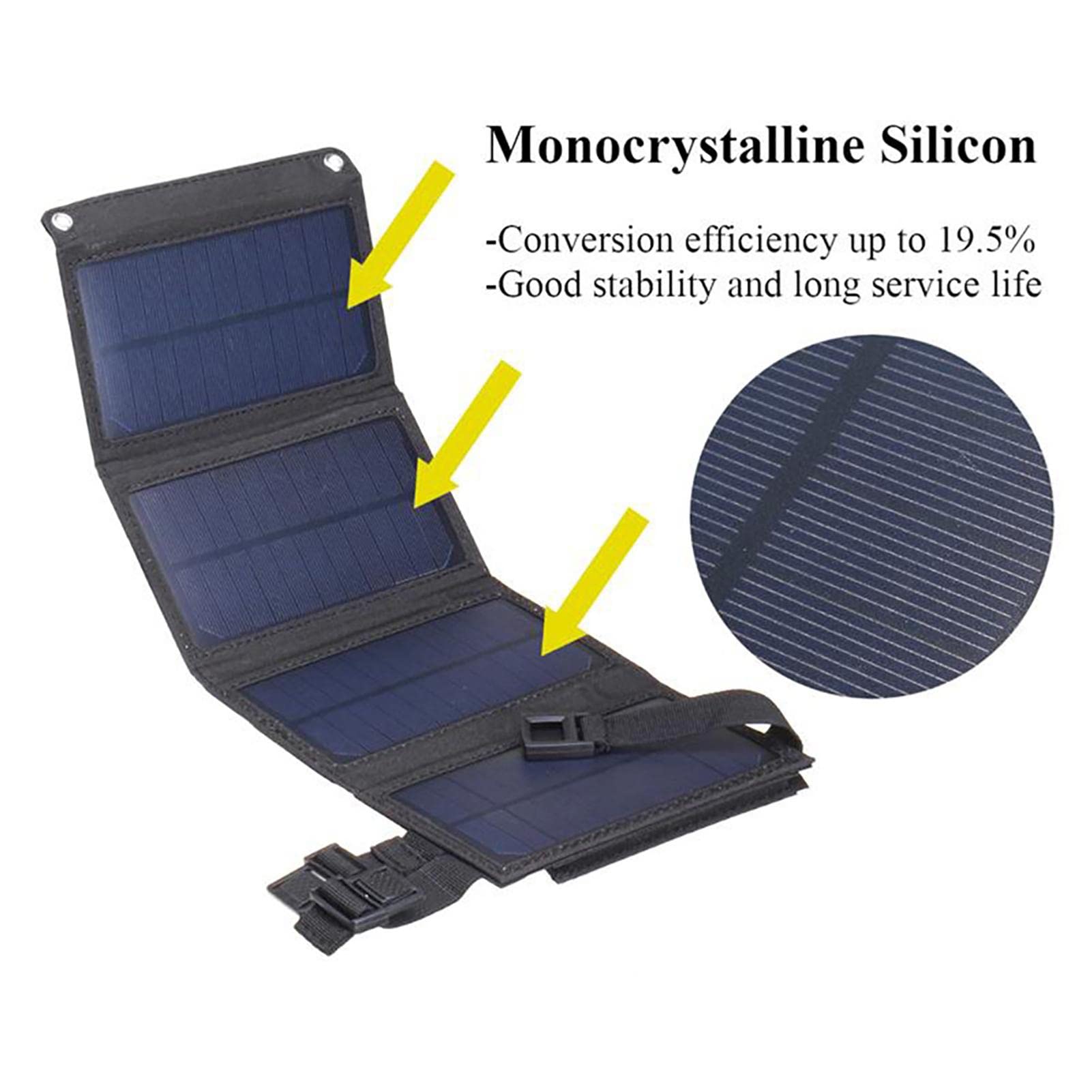 Chargeur de panneau solaire portable 20 W, panneau solaire imperméable et pliable pour camping, randonnée, sac à dos - Camouflage