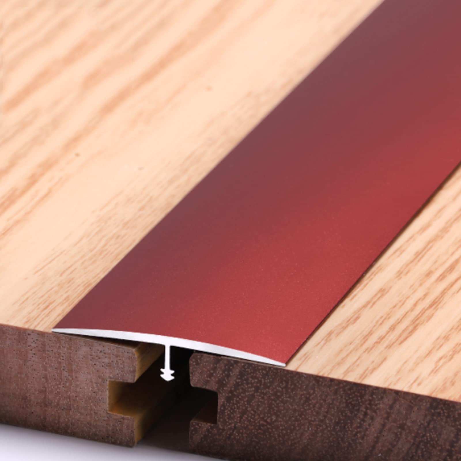 1.5 Inch Wide Carpet Door Strips for Doors,Heavy Duty Wood to Tile T-Molding Floor Transition Strip,Kitchen,Bathroom,Easy to Install(Darg Red,100cm/39.4in)