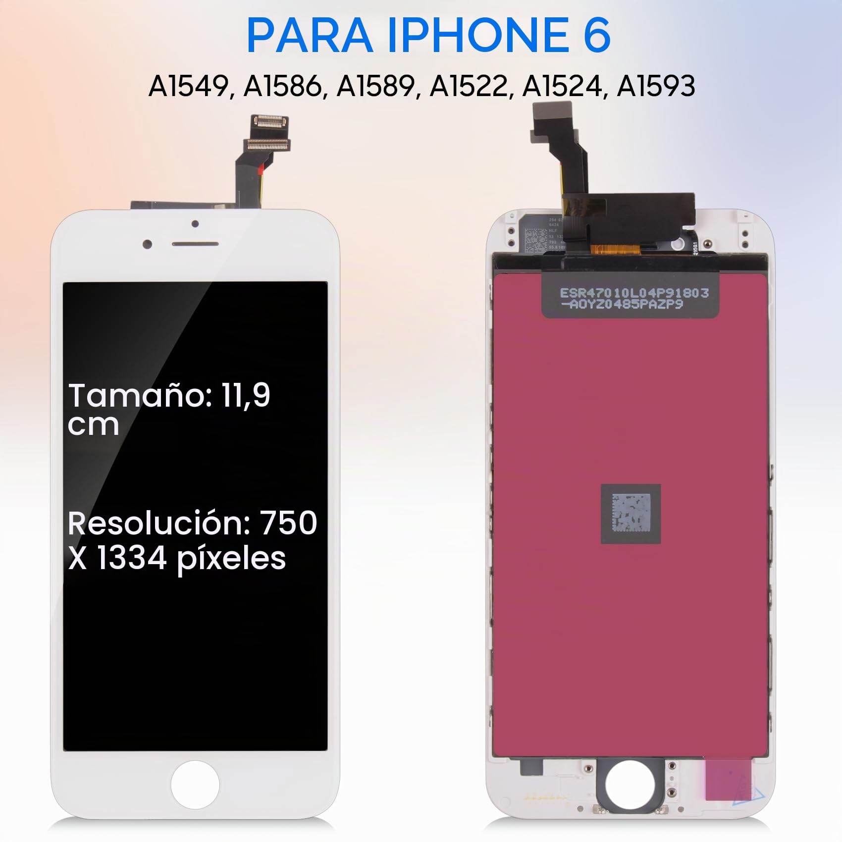 Pantalla para iPhone 6 Pantalla LCD para iPhone 6 Reemplazo de la pantalla para iPhone 6 4.7" LCD Display Touch Screen Digitizer Assebmly (Modelo: A1549 A1586 A1589 A1522 A1524) con herramientas