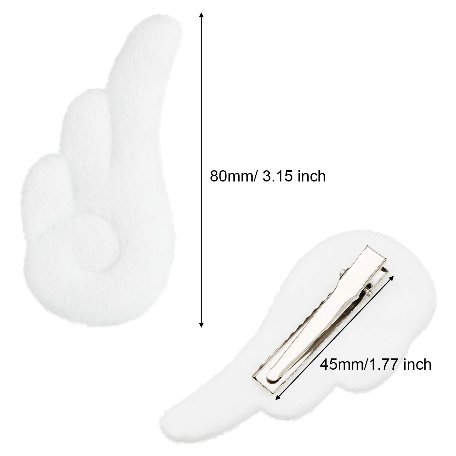WILLBOND 3 Pairs Angel Hair Clips Cute Hair Barrettes Leather Clips Cartoon Hairpins Adorable Plush Barrettes Accessories for Valentine Women Girls