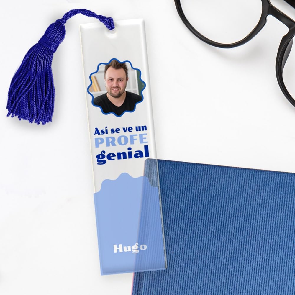 Transparent Gift Marcapáginas Personalizado Foto y Texto Genial. Regalos Originales para Profesores. Marcadores de Libros. Regalo para Hombre y Mujer. Detalles Cumpleaños, Fin de Curso y Día del Libro