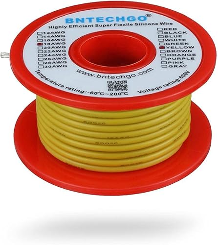 Vista 70 de Bntechgo 18 alambres de silicona suave y flexible, silicona resistente a altas temperaturas, altamente eficiente 18 AWG calibre, 150 hilos