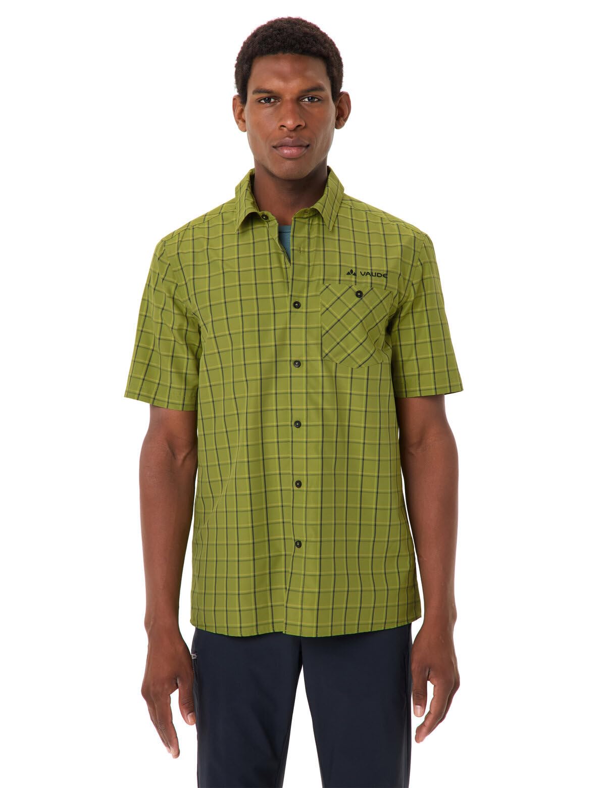 VAUDE Albsteig Shirt III, schnelltrocknend – Dark Leaf – Gr. XXL | Herrenhemd aus Lyocell mit UPF 50 – Kurzarm-Hemd schnelltrocknend und kühlend – 147 g – ideal zum Wandern