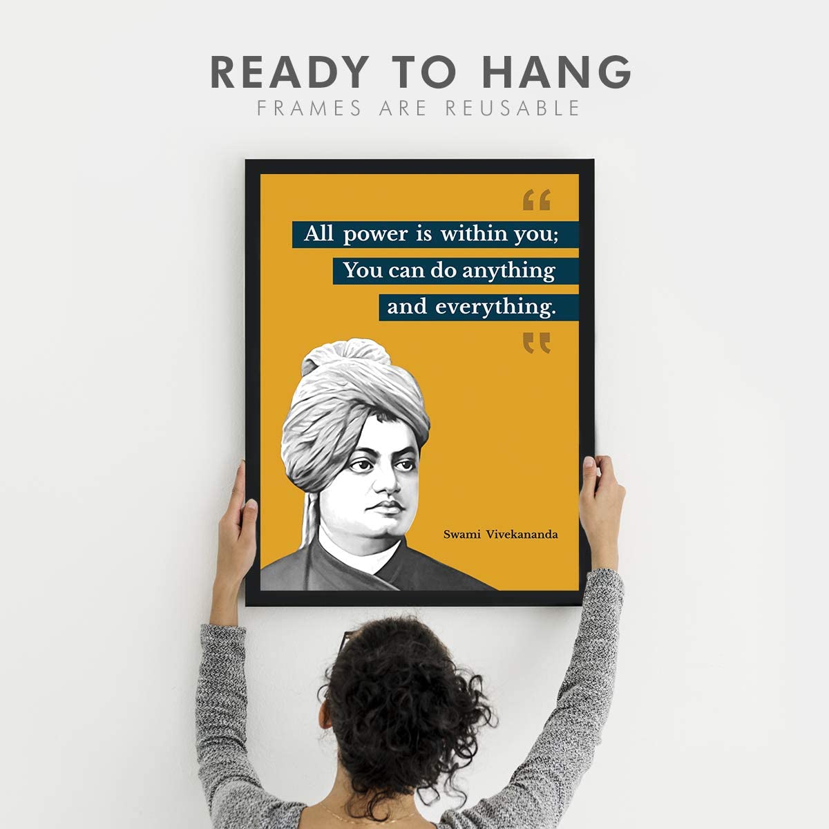 Chaka Chaundh - All power is within you You can do anything and everything Swami Vivekananda Suitable Swami Vivekananda Motivational Quotes frames for OFFICE & STUDENT- Framed Posters with Frame - Quotes Wall Frames - Photos with Quotes - (14 X 11 inches) 2