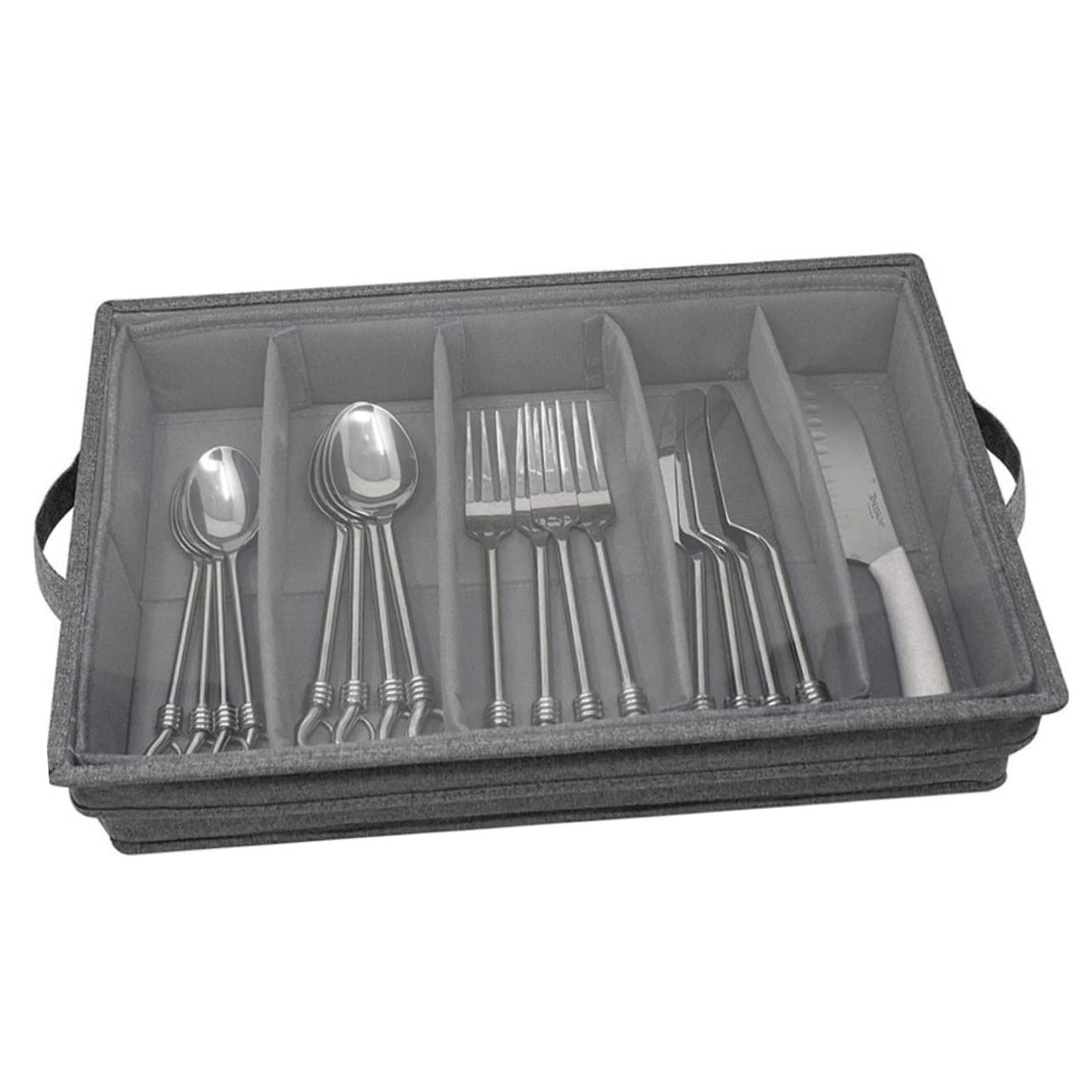 Boîte de Rangement Multi Couvercle Transparent Organisateur de Couverts PP Épais Boîte Portable pour Ustensiles de Cuisine Compartiments Séparés pour Fourchettes Couteaux et