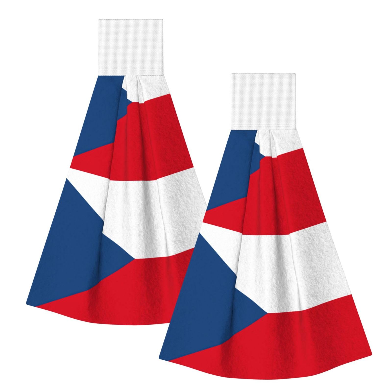 DUWAA Flag Of The Czech Republic Print Hanging Hand Towel Quick Dry Bathroom Towel Soft Kitchen Towel