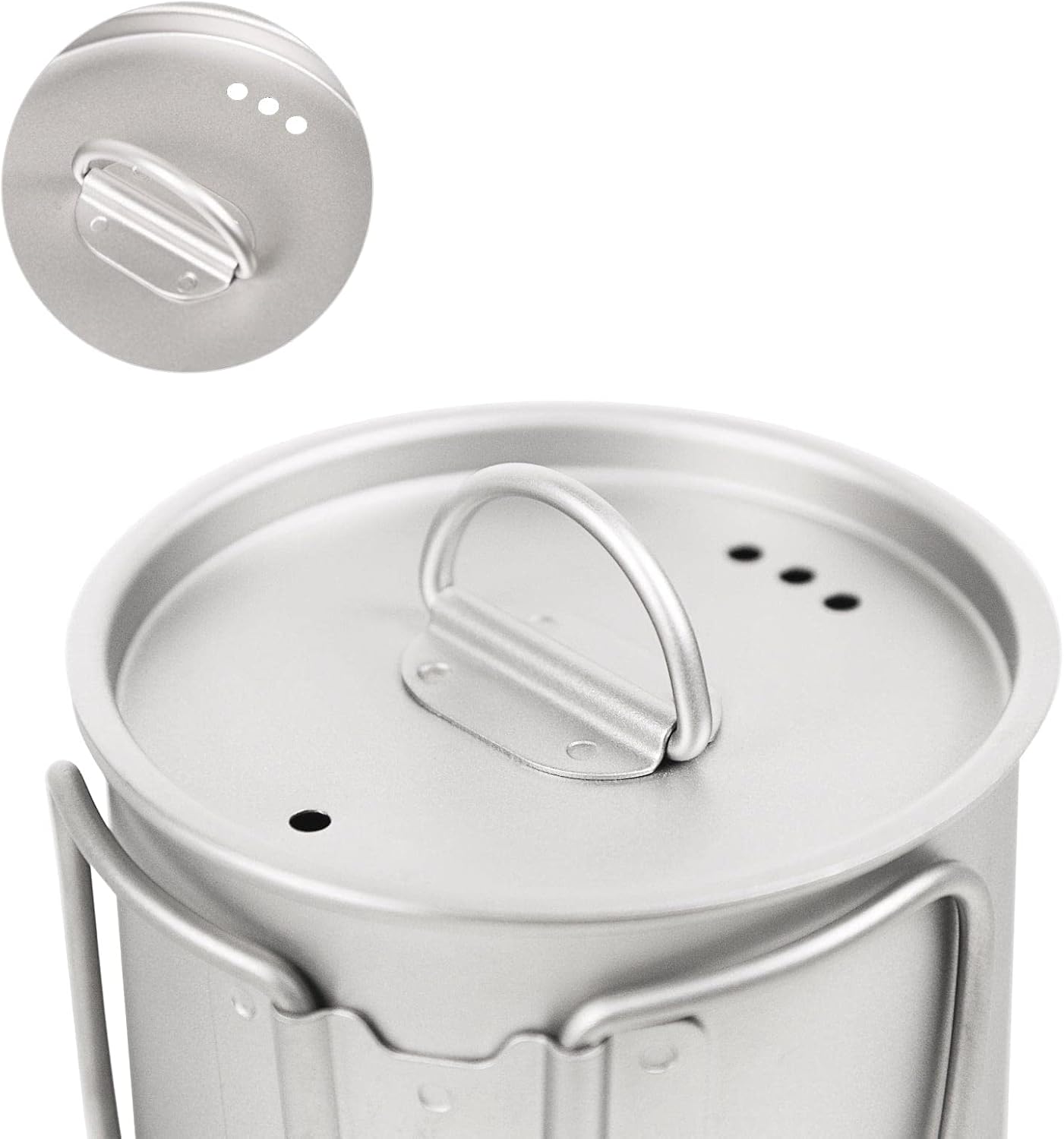 SILVERANT 600ml Titanium Cup Mug with Lid Backpacking Pot with Foldable Handle for Outdoor Camping Hiking Backpacking