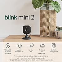 Blink Mini 2 | Videocamera intelligente di sicurezza, plug-in