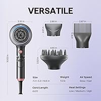 Vista 6 de Wavytalk Secador de pelo, secador de pelo iónico soplado para cabello rizado con difusor, secado rápido de 1875 W con tecnología de cerámica, 3