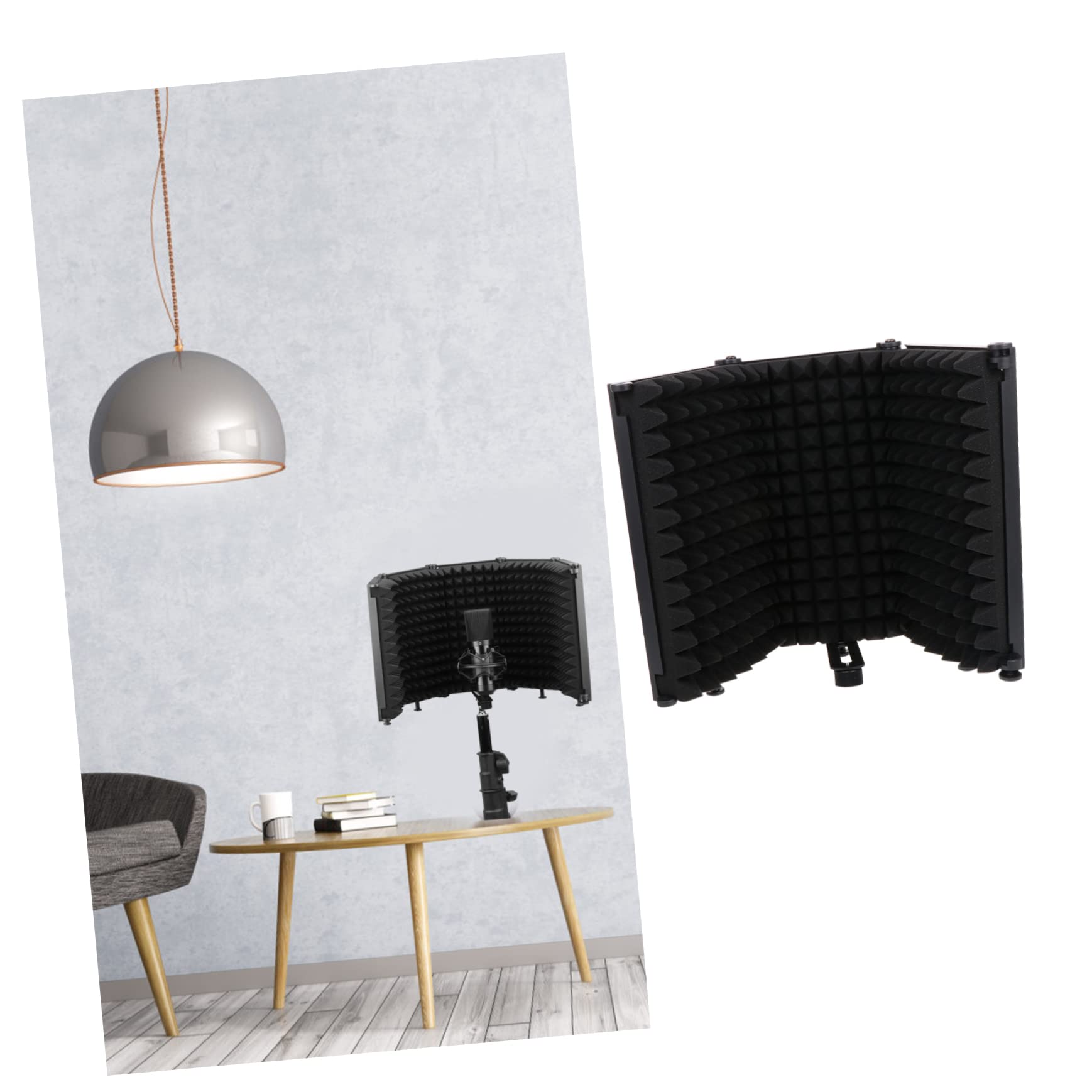 Pantalla Aislante Panel Absorbente de Sonido para Micrófono Plegable de 3 Paneles Negro, Instalación Sencilla para Estudio y Control de Grabación