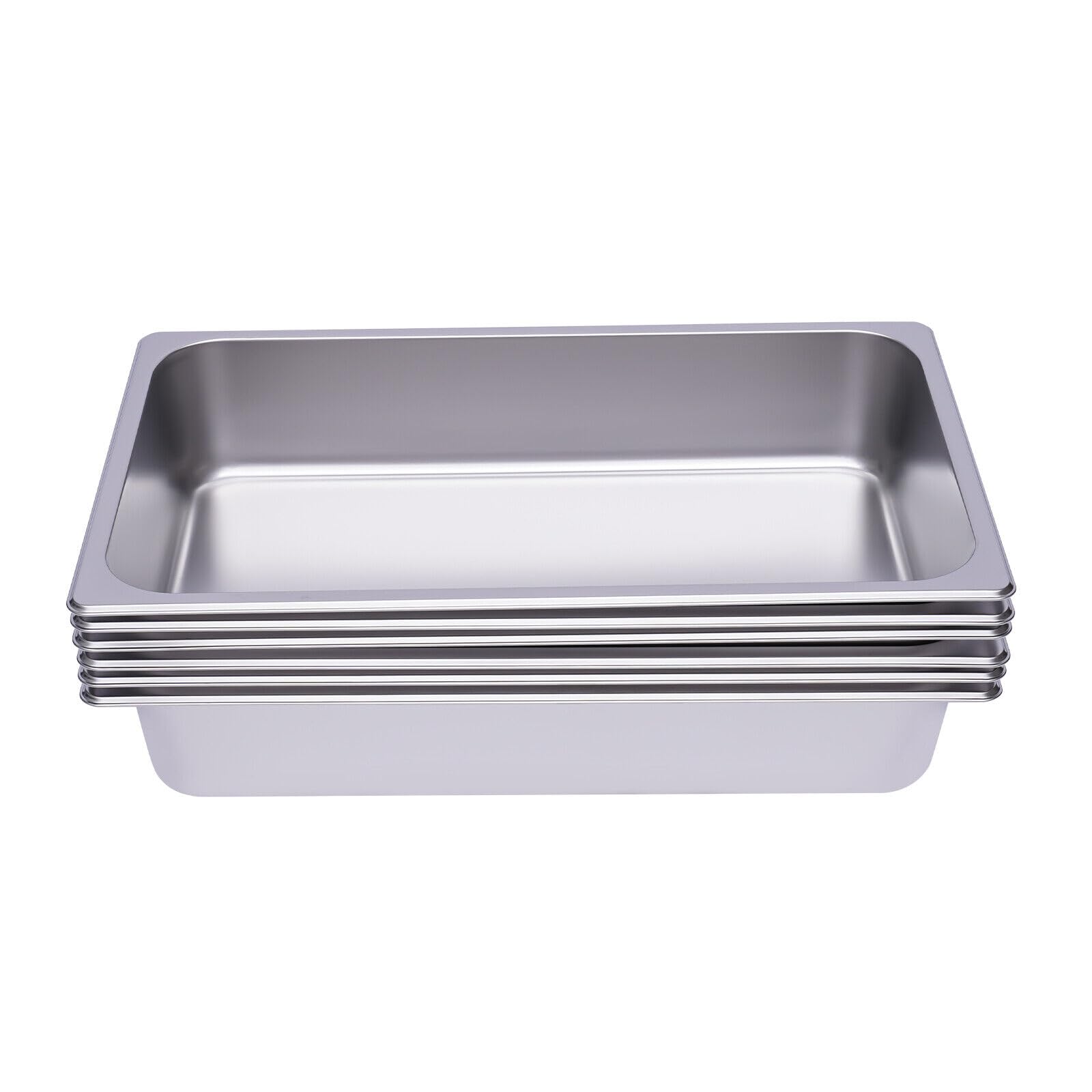 Contenedores Gastronorm inoxidables de acero inoxidable 6 unidades 1/1 100 mm de profundidad 53 x 33 x 10 cm Gastronorm adecuado para platos de chafing, tartas, mesa Food Pan Hotel Food