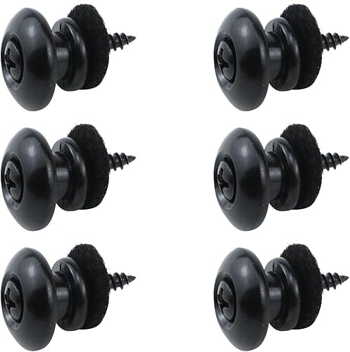 MY MIRONEY 6 pares de correas negras para guitarra, botones de cierre de cabeza de hongo con tornillos de montaje para guitarra acústica, guitarra