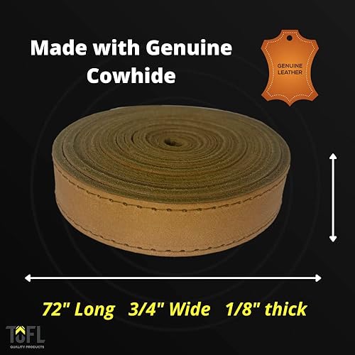 Miniatura 3 de Correa de cuero marrón con costuras a juego de 72 pulgadas de largo 34 pulgadas de ancho y grosor