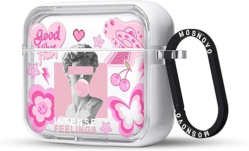 Miniatura 321 de MOSNOVO Funda protectora transparente para AirPods Pro 3, con anillo de metal duro de lujo de doble capa a prueba de golpes, diseñado para AirPods