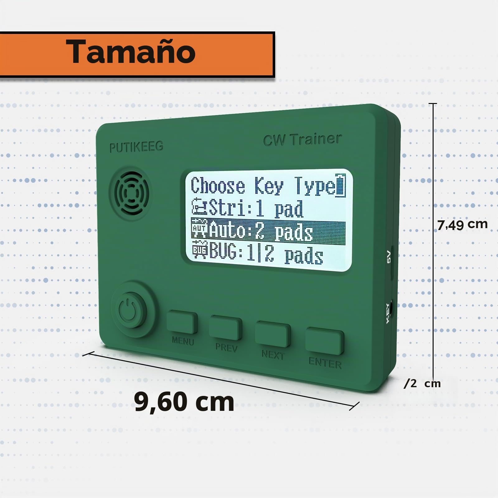 Mini CW Trainer - Entrenador de código morse con pantalla, código Moore-Simo Gales, llave de telégrafo y coche, radio CW para práctica de telégrafo (verde)