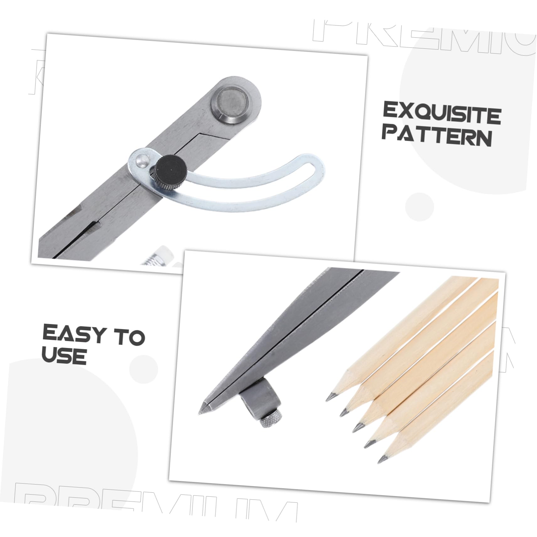 Compasso da Disegno Tecnico con Aletta in Acciaio al Carbonio | Set 1 Pezzo, con Porta-matita e 5 Matite Incluse, per Misurazioni Precise e Uso Pratico