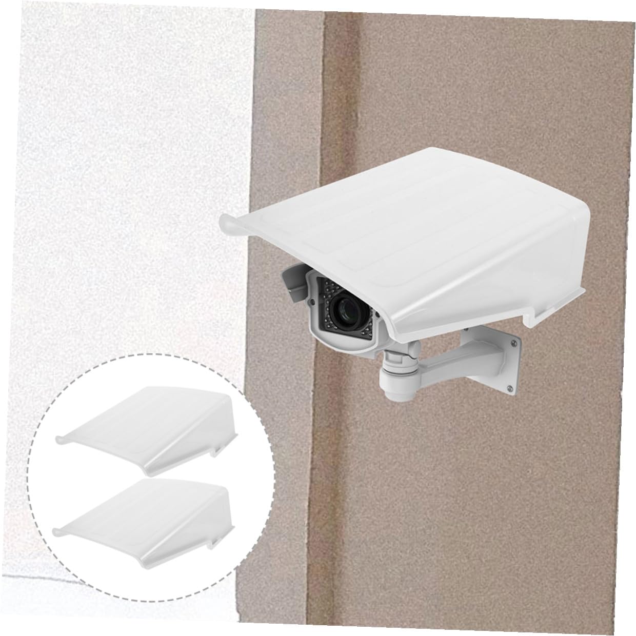Protection Anti-Pluie pour Caméra Extérieure Blanche en Plastique, Lot