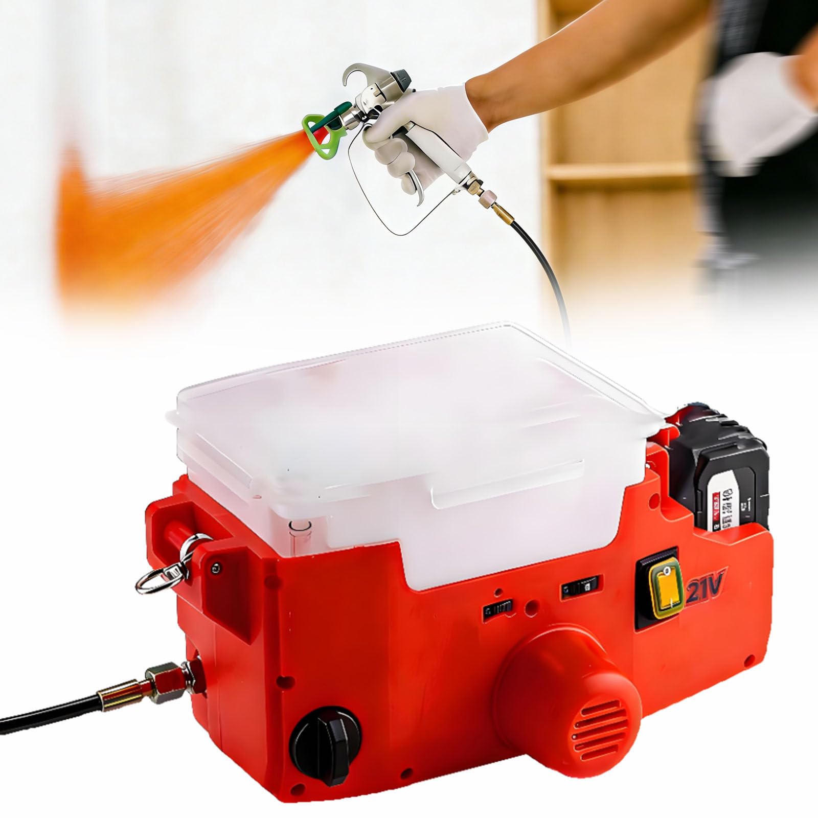 YXYLJOZ Electric Airless Paint Sprayer, 1.7L High Efficiency Spray Gun with Brushless Motor & Copper Nozzle, 500W Battery Power for Furniture, Walls & DIY Projects