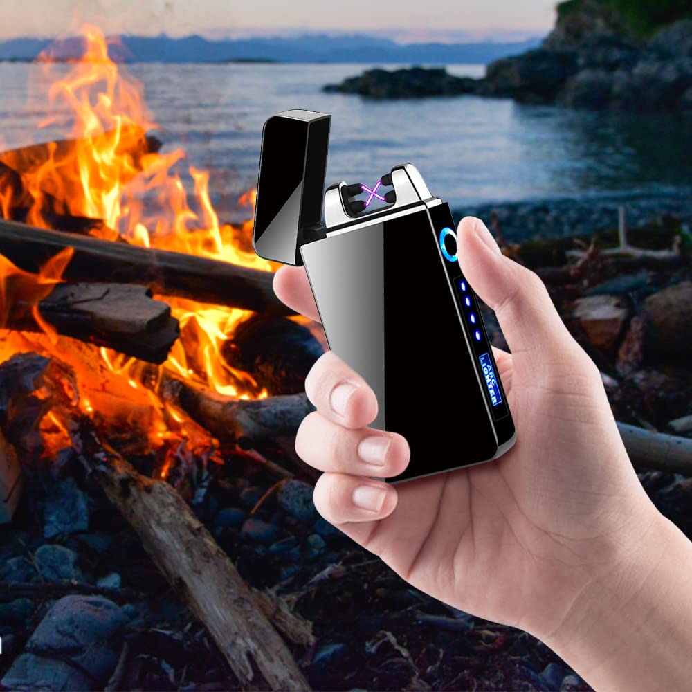 Gohytal Zapalniczka elektroniczna USB, Boże Narodzenie, Dzień Ojca dla taty, mężczyzny, prezent, zapalniczka z ekranem dotykowym, elektryczna, odporna na wiatr, wesele, jubileusz, urodziny, prezent