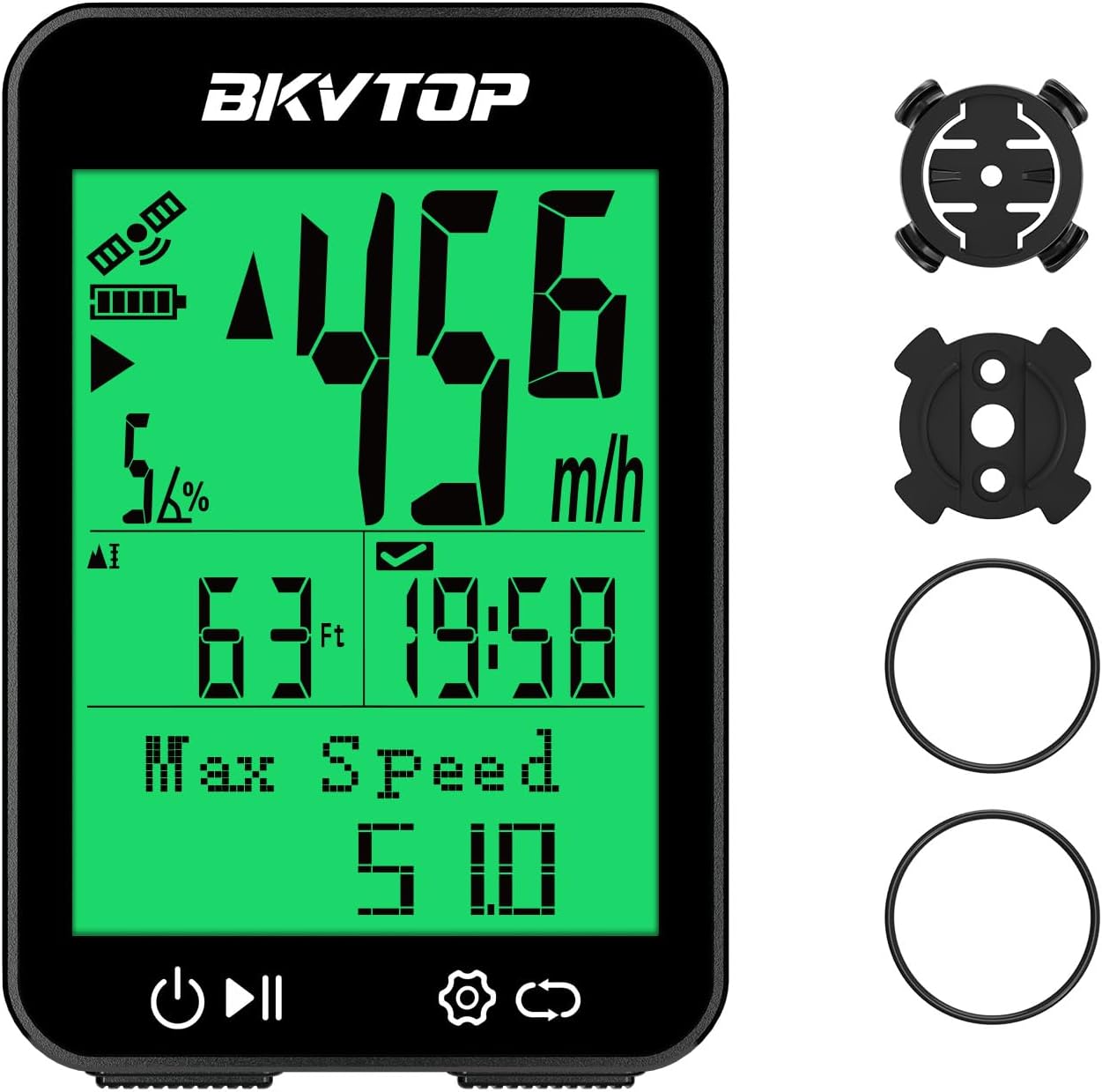 GPS Bike Computer Wireless Cycling Computer with 9 Language Support, 2.4 Inch Easy to Read LCD Speedometer, IPX7 Waterproof, Auto Start Stop MPH KMH for Road Mountain Bike