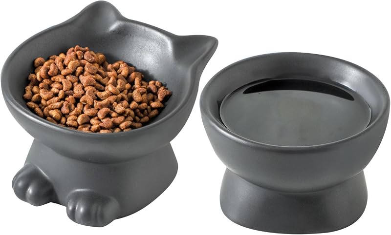 Pote Elevado de Cerâmica para Gatos com Design Inclinado Nihow, 12,7 x 12,7 x 8,89 cm e 1,09 kg