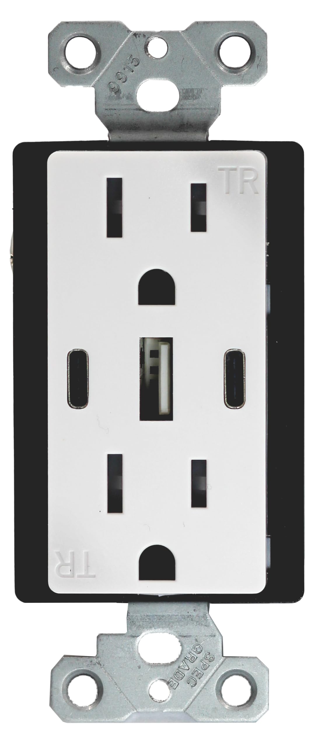 6.0A USB Output, 3 Port 30W Wall Sockets with 2 Types C and 1 Type A, 15 Amp Socket Plug, Tamper Proof Outlet, ETL Listed, White, 1 Pack-image-14