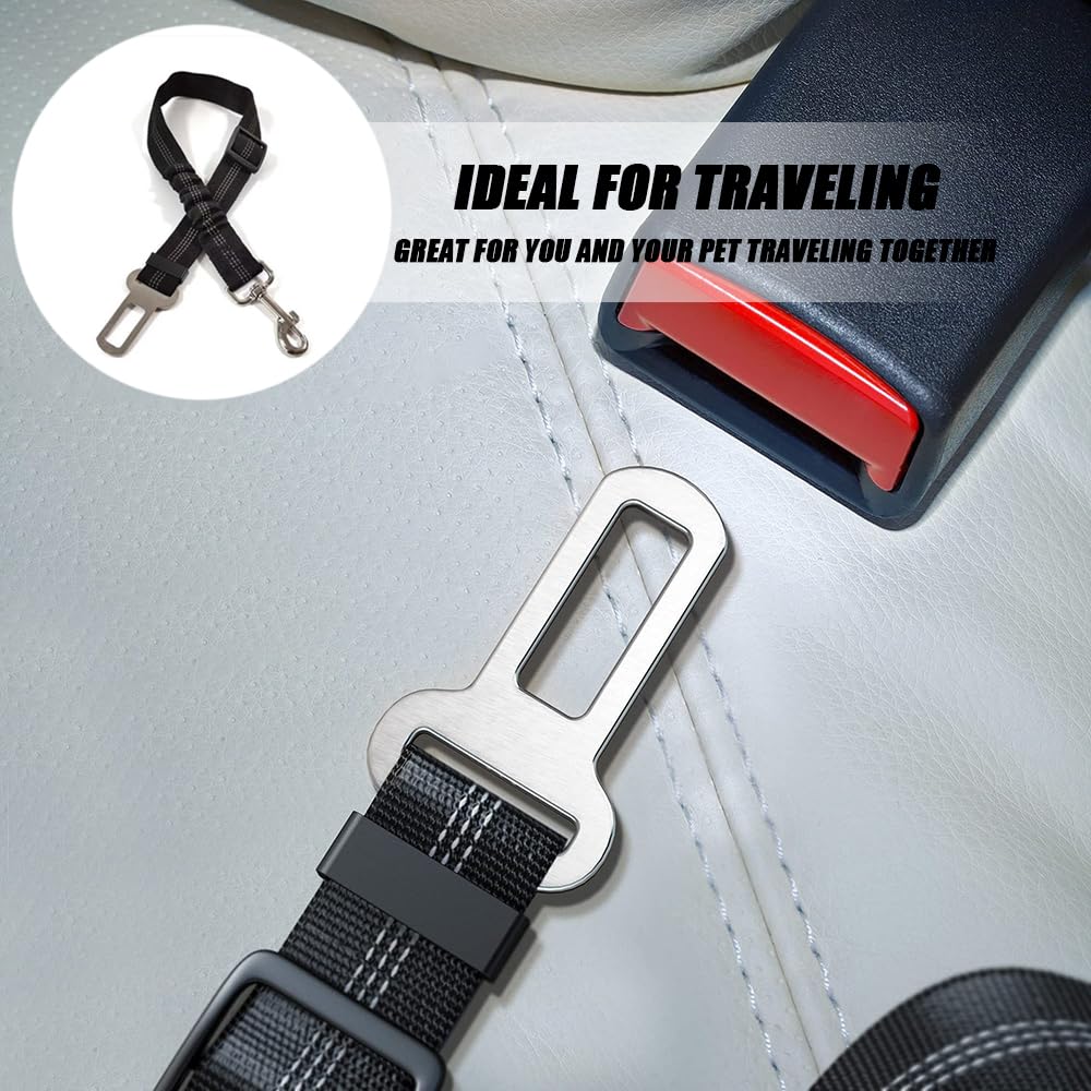 2 Pièces Ceinture Chien Voiture, Harnais Chien Universel Laisse pour Voiture avec Absorption de Chocs Clip de Harnais pour Animaux de Compagnie Accessoire pour Chats et Chiens (Noir, Vert)