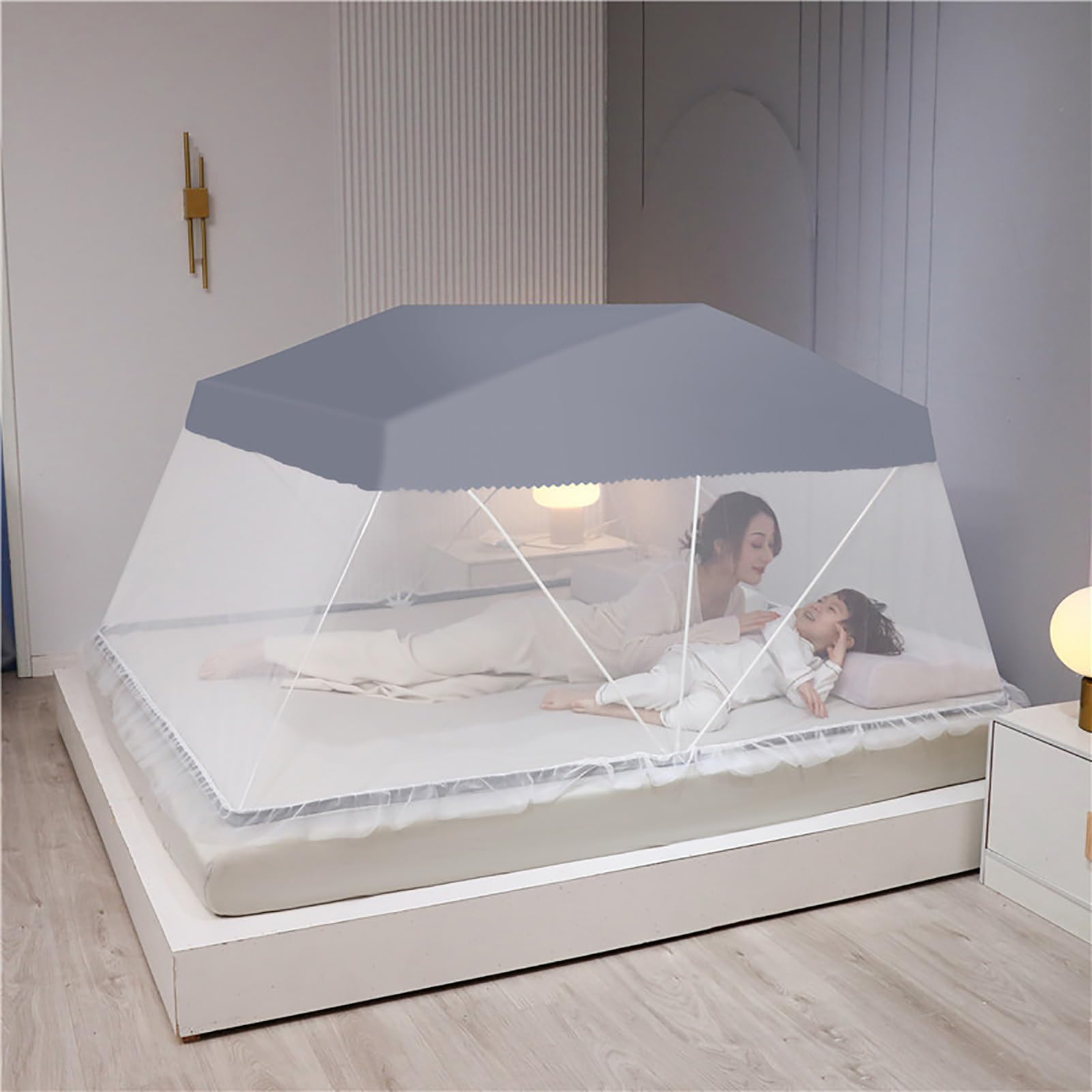 Zanzariera per Letto, Tende per Zanzariera Pop UP, per Tenda da Letto, Design Pieghevole con Fondo in Rete per Zanzariera da Viaggio per Bambini Adulti,B,135 * 190 * 100cm